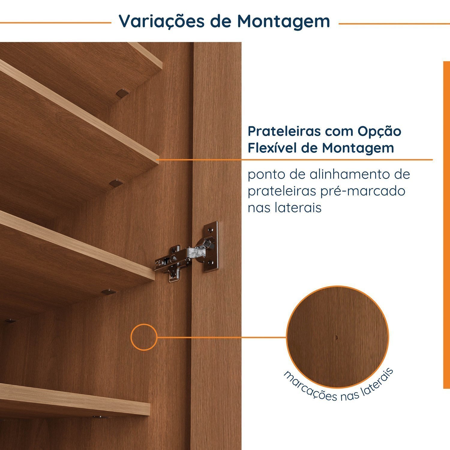 Guarda Roupa Modulado de Casal 12 Portas 6 Peças 1 Mesa de Cabeceira Hera CabeCasa MadeiraMadeira - 15