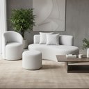 Ver imagem 1 de Conjunto 01 Poltrona + Sofá e 1 Puff Curvo Orgânico Nature Gaia Boucle Cinza Claro - Montanaris Deco