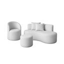 Ver imagem 2 de Conjunto 01 Poltrona + Sofá e 1 Puff Curvo Orgânico Nature Gaia Boucle Cinza Claro - Montanaris Deco