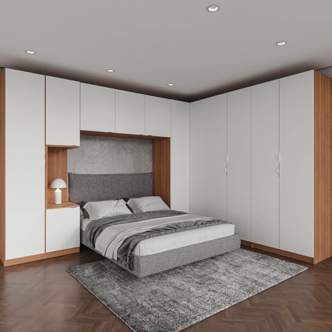 Guarda Roupa Modulado de Casal 12 Portas 6 Peças 1 Mesa de Cabeceira Hera CabeCasa MadeiraOriginals