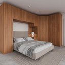 Ver imagem 1 de Guarda Roupa Modulado de Casal 10 Portas 5 Peças e 1 Cabeceira Hera CabeCasa MadeiraOriginals Marrom/Louro