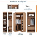 Ver imagem 3 de Guarda Roupa Modulado de Casal 10 Portas 5 Peças e 1 Cabeceira Hera CabeCasa MadeiraOriginals Marrom/Louro/Algodão