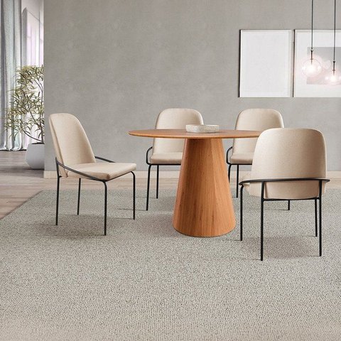 Conjunto Sala de Jantar Mesa Cone com 4 Cadeiras Maya Bege e Marrom