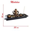 Ver imagem 2 de Terrário Bandeja Areia Altar Ganesha Jardim Zen Decorativo Porta Vela Incenso Madeira 14cm