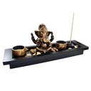 Ver imagem 1 de Terrário Bandeja Areia Altar Ganesha Jardim Zen Decorativo Porta Vela Incenso Madeira 14cm