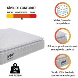 Colchão Casal Molas Ensacadas Gazin com Pillow Tower New 138x188x35cm Branco Branco - 3