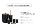 Ver imagem 5 de Kit Banheiro 6 Peças Elegance Preto com Detalhes em Bambu