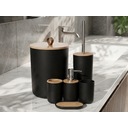 Ver imagem 1 de Kit Banheiro 6 Peças Elegance Preto com Detalhes em Bambu