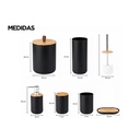 Ver imagem 2 de Kit Banheiro 6 Peças Elegance Preto com Detalhes em Bambu