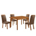 Ver imagem 1 de Mesa de Jantar Liz 120cm Tampo MDF Laminado Canto Copo com 4 Cadeiras Aline
