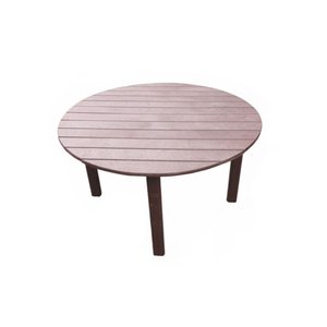 Mesa Redonda em Madeira Plástica Maciça Marrom - 100% Reciclada / 1,2m / Lc-08a Lanci