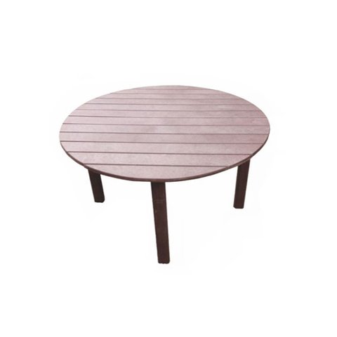 Mesa Redonda em Madeira Plástica Maciça Marrom - 100% Reciclada / 1,2m / Lc-08a Lanci