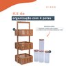 Kit com organizador multiuso ripado 3 andares e 4 potes de vidro com tampa de bambu 1,6L - Oikos - 2