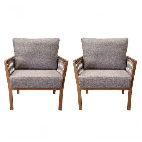 Kit 2 Poltronas Luxo Califórnia Cinza Linho 1005