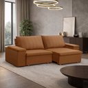 Ver imagem 3 de Sofá 3 Lugares Retrátil Reclinável para Sala 225cm Malfati F04 Veludo Terracota - Lyam Decor