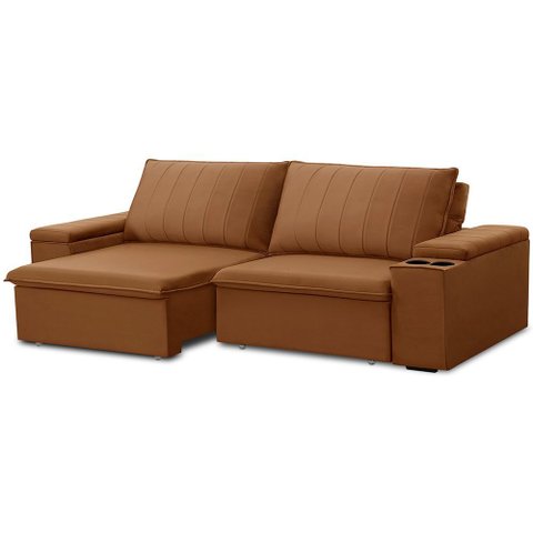 Sofá 3 Lugares Retrátil Reclinável para Sala 225cm Malfati F04 Veludo Terracota - Lyam Decor