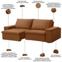 Ver imagem 4 de Sofá 3 Lugares Retrátil Reclinável para Sala 225cm Malfati F04 Veludo Terracota - Lyam Decor