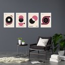 Ver imagem 1 de Kit 4 Quadros Artes Bauhaus Bege Rosa e Preto 45x34cm:moldura Preta