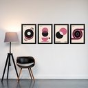 Ver imagem 2 de Kit 4 Quadros Artes Bauhaus Bege Rosa e Preto 45x34cm:moldura Preta
