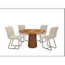 Ver imagem 2 de Conjunto Sala de Jantar com Mesa Tampo em Madeira 4 Cadeiras Itália Marrom/Café/Cinamomo/Courrissimo Creme