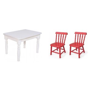 Conjunto Infantil Mesa 68x52cm com 2 Cadeiras Madeira Maciça 