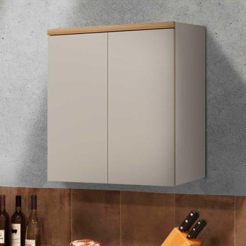 Armário Cozinha Aéreo Allure 2 Portas 80cm Gris e Jequitibá