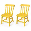 Ver imagem 3 de Conjunto Infantil Mesa 68x52cm com 2 Cadeiras Madeira Maciça Amarelo