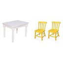 Ver imagem 1 de Conjunto Infantil Mesa 68x52cm com 2 Cadeiras Madeira Maciça Amarelo