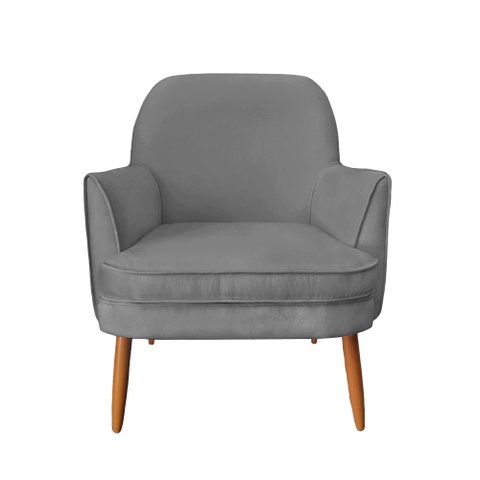 Poltrona Decorativa Luiza Suede Cinza - Dominic Decor