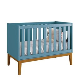 Berço Americano New Classic Azul com Pés Madeira – Reller - 1