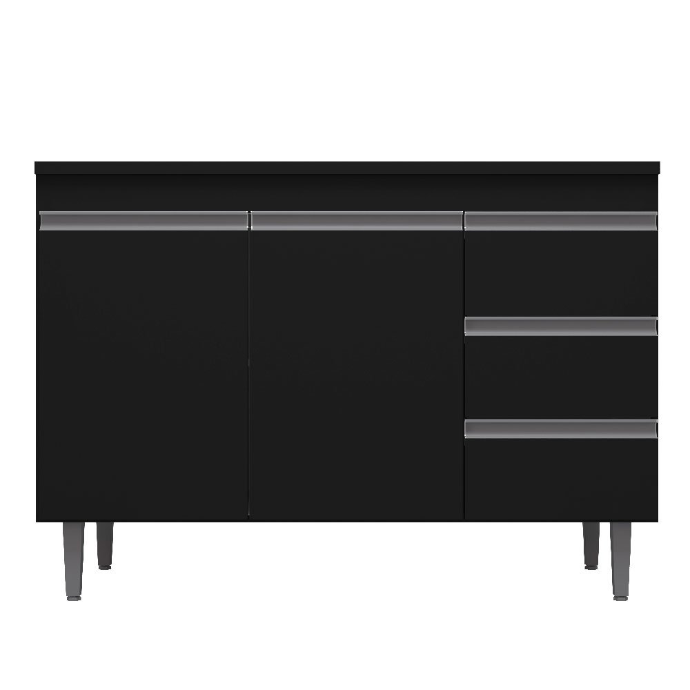 Balcão de Cozinha 100 cm Andréia AJL Móveis Cor Preto - 2