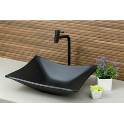 Conjunto Preto Fosco Banheiro Cuba de Vidro Retangular 38 Cm + Torneira Link + Válvula Click - 6