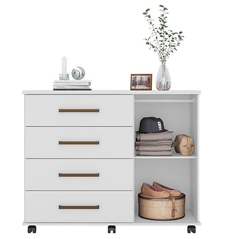 Cômoda Flora e Guarda Roupa Solteiro Astro Branco Flex - Demóbile - 3