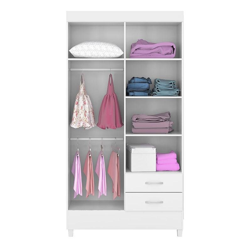 Cômoda Flora e Guarda Roupa Solteiro Astro Branco Flex - Demóbile - 6