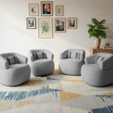 Ver imagem 1 de Kit 4 Poltrona Orgânica Giratória Chloe Decorativa com Almofada Plumante Bouclê Cinza - Arkell