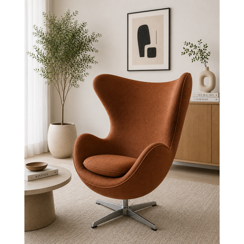Poltrona Egg - Tecido Suede Terracota