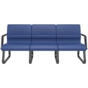 Ver imagem 1 de Cadeira Longarina 3 Lugares Recepção com Braço Pés Preto Lev P03 Vinil Azul - Lyam Decor