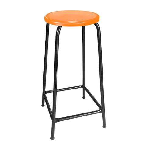 Banco Alto 75 Cm de Metal Assento Plástico Empilhável Preta:laranja
