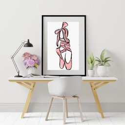 Quadro Desenho Sapatilha de Ballet - 60x48cm:madeira Preta - 2