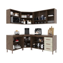 Cozinha Modulada Completa Fidelitá Lisboa 6 Peças 340cm 12 Portas 3 Gavetas com Tampo - 2
