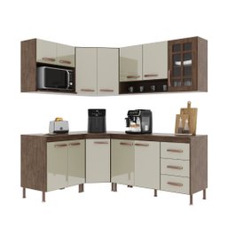 Cozinha Modulada Completa Fidelitá Lisboa 6 Peças 340cm 12 Portas 3 Gavetas com Tampo - 3