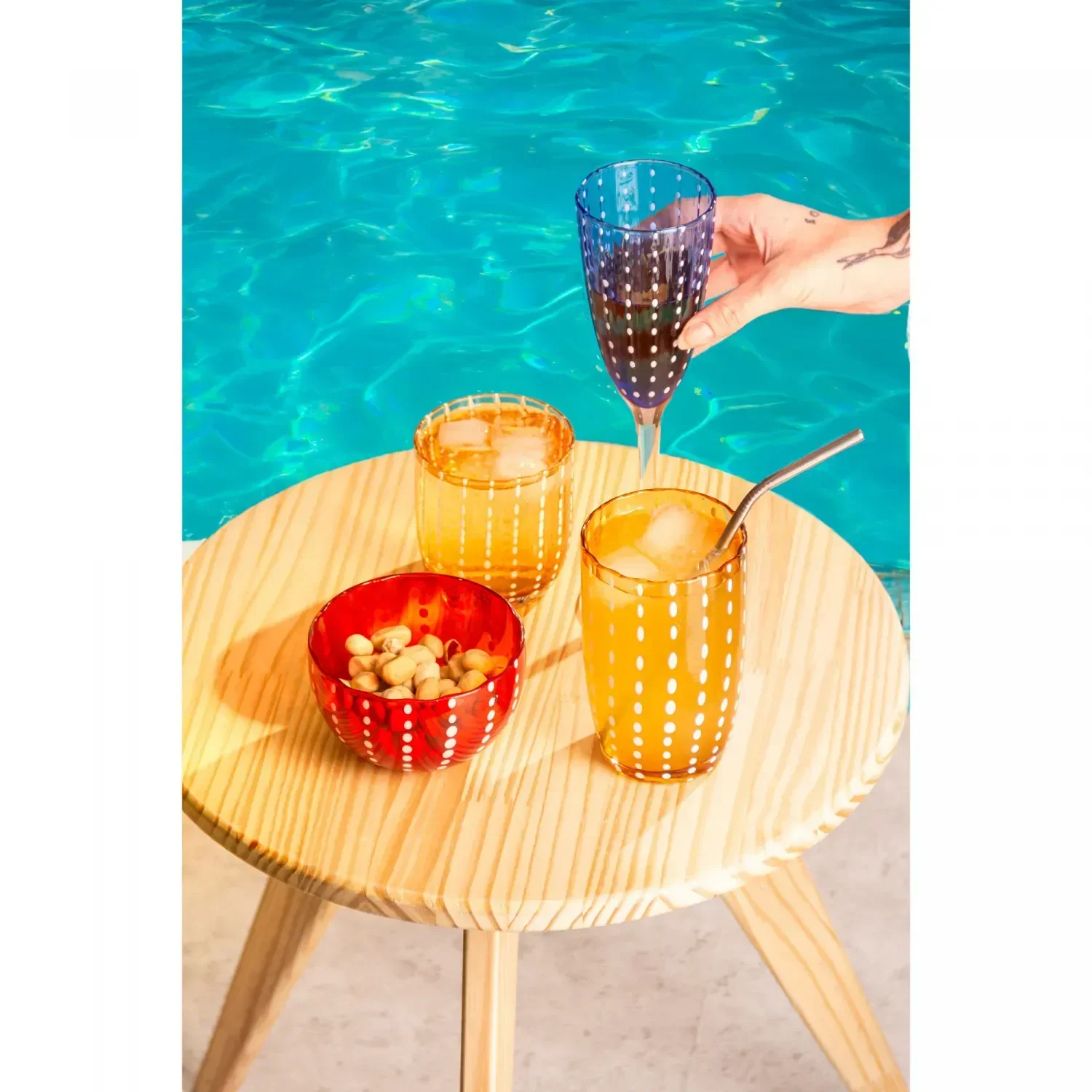 Cj 2 Copos de Vidro Orquidea Ambar 300ml - 4