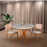 Mesa de Jantar Tampo e Vidro Redondo 80cm Base Estrela Mel Tampo Off White **somente a Mesa** - 1