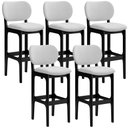 Ver imagem 1 de Kit 5 Banquetas Alta Bar Cozinha Sala Jantar Fixa Betta L02 Preto Linho Cinza - Lyam Decor