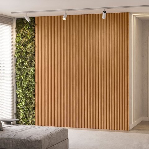 Painel Ripado Modular 2,50x2,19cm (5,48m²) Marrom/Nature Fosco Linea Brasil