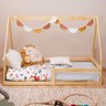 Mini Cama Infantil Montessoriana Casinha de Madeira com Estrado Sofia Natural Idimex - 1