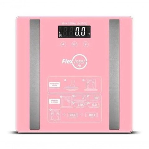 Balança Digital Corporal com Bioimpedancia Mede 6 Servicos Rosa