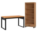 Ver imagem 2 de Conjunto Mesa Escritório com Estante 1 Gaveta 100% Mdf Freijó Preto Fosco Pradel