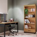 Ver imagem 1 de Conjunto Mesa Escritório com Estante 1 Gaveta 100% Mdf Freijó Preto Fosco Pradel