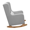 Poltrona de Amamentação Retrô com Balanço Pés Canoa e Puff Linho Cinza - Fratello - 4